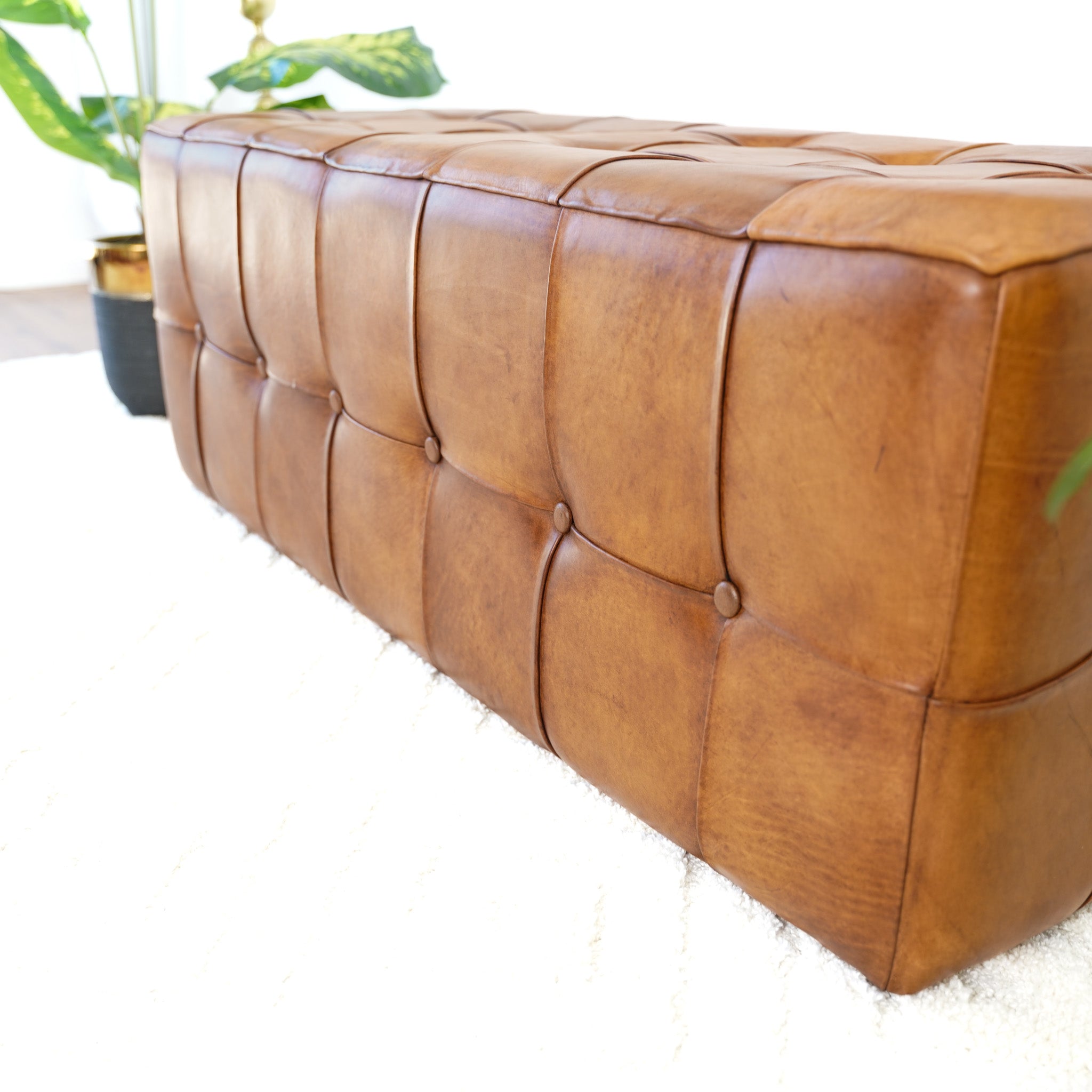 Benjiro Tan Leather Bench