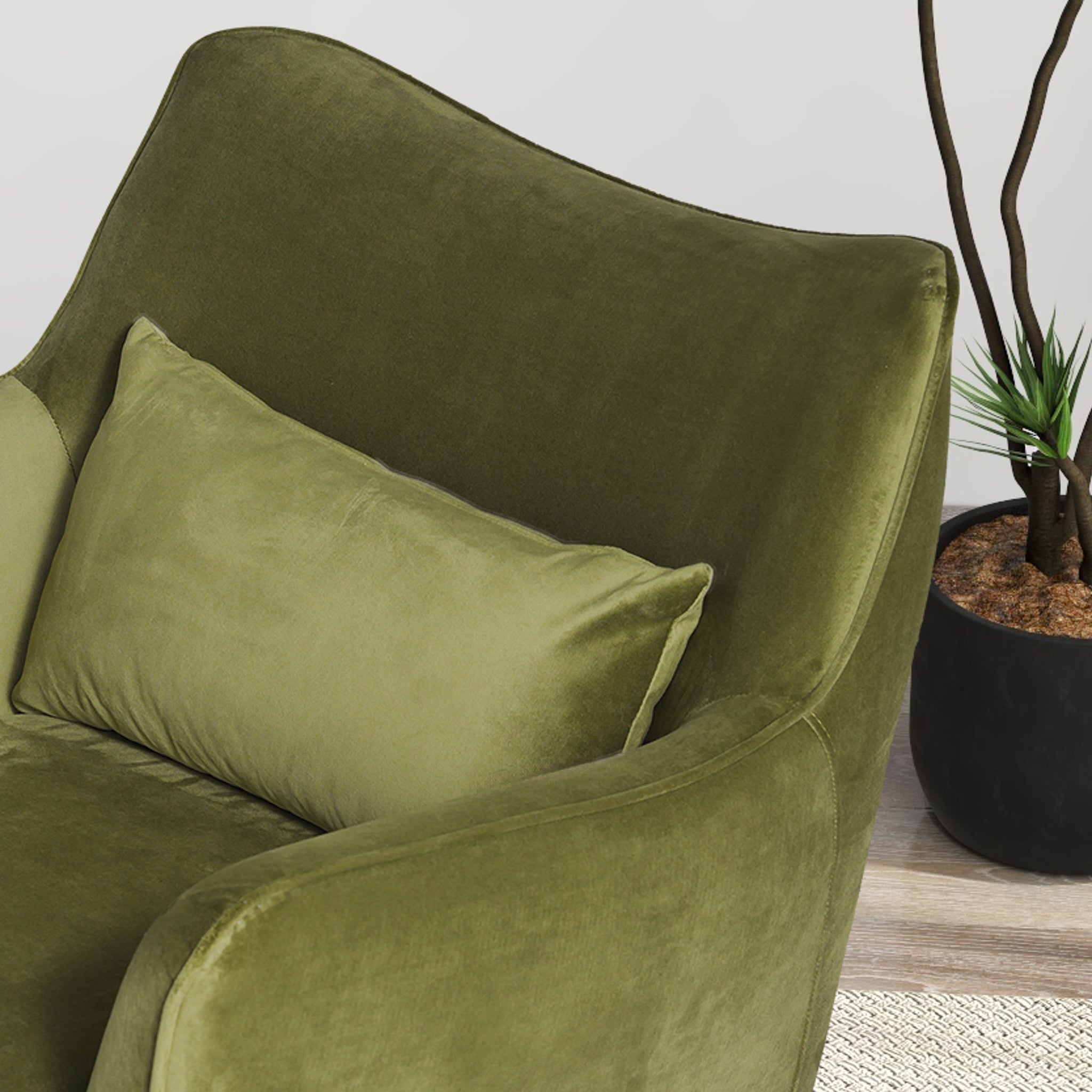 Brayden Olive Green Velvet Lounge Chair