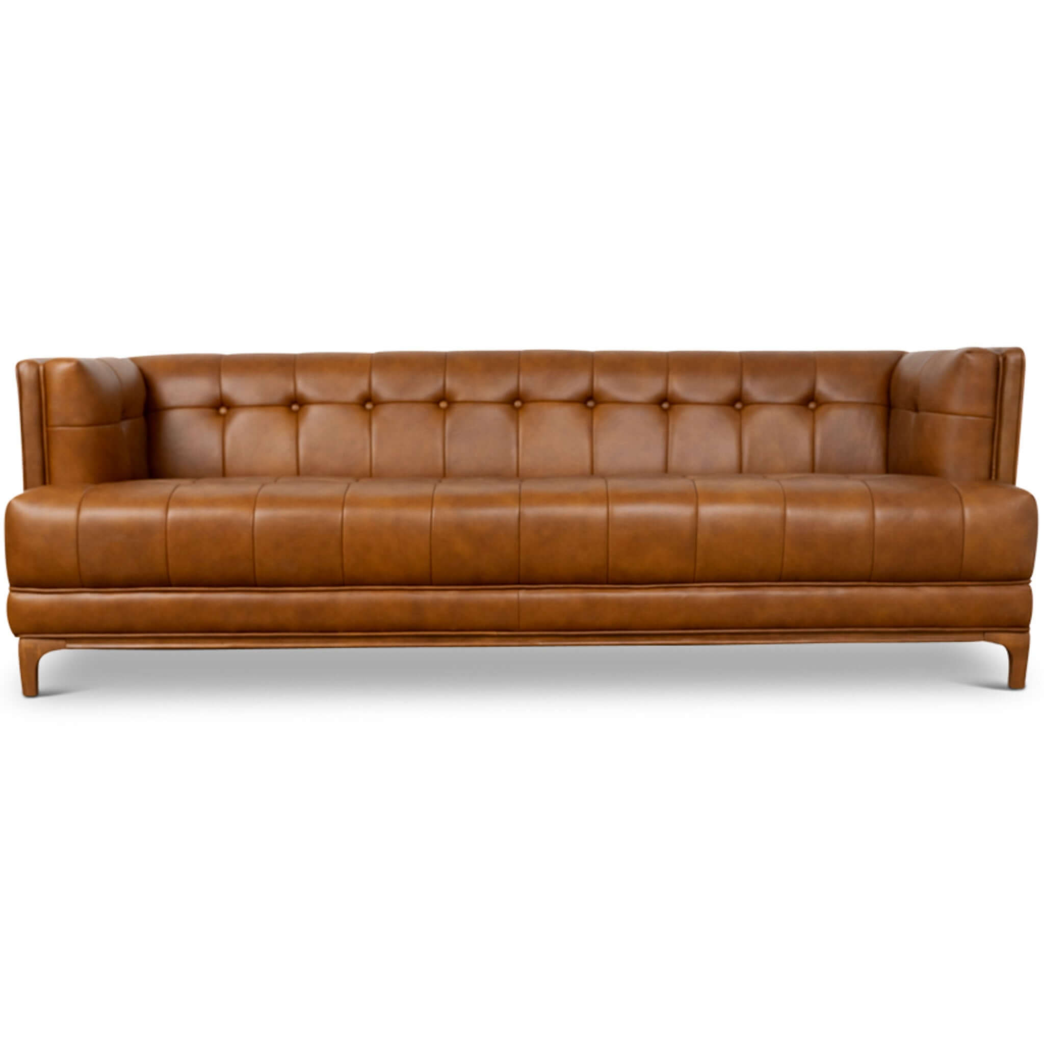 Mara  Tufted Cognac Leather Sofa