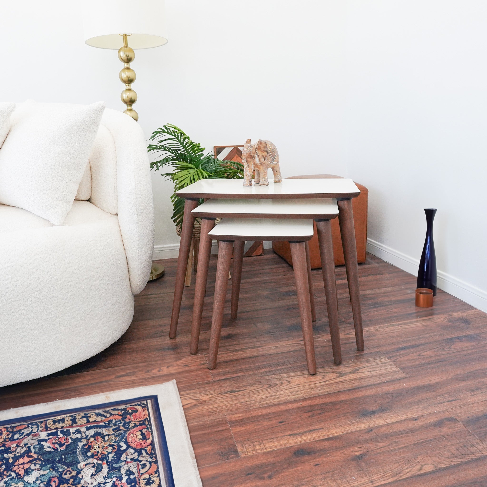 Ronald MDF Nesting Accent Tables In Cream (Set Of 3)