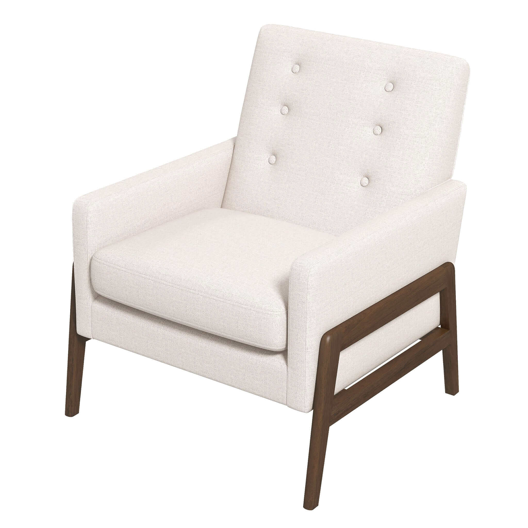 Cole Solid Wood Beige Velvet Lounge Chair