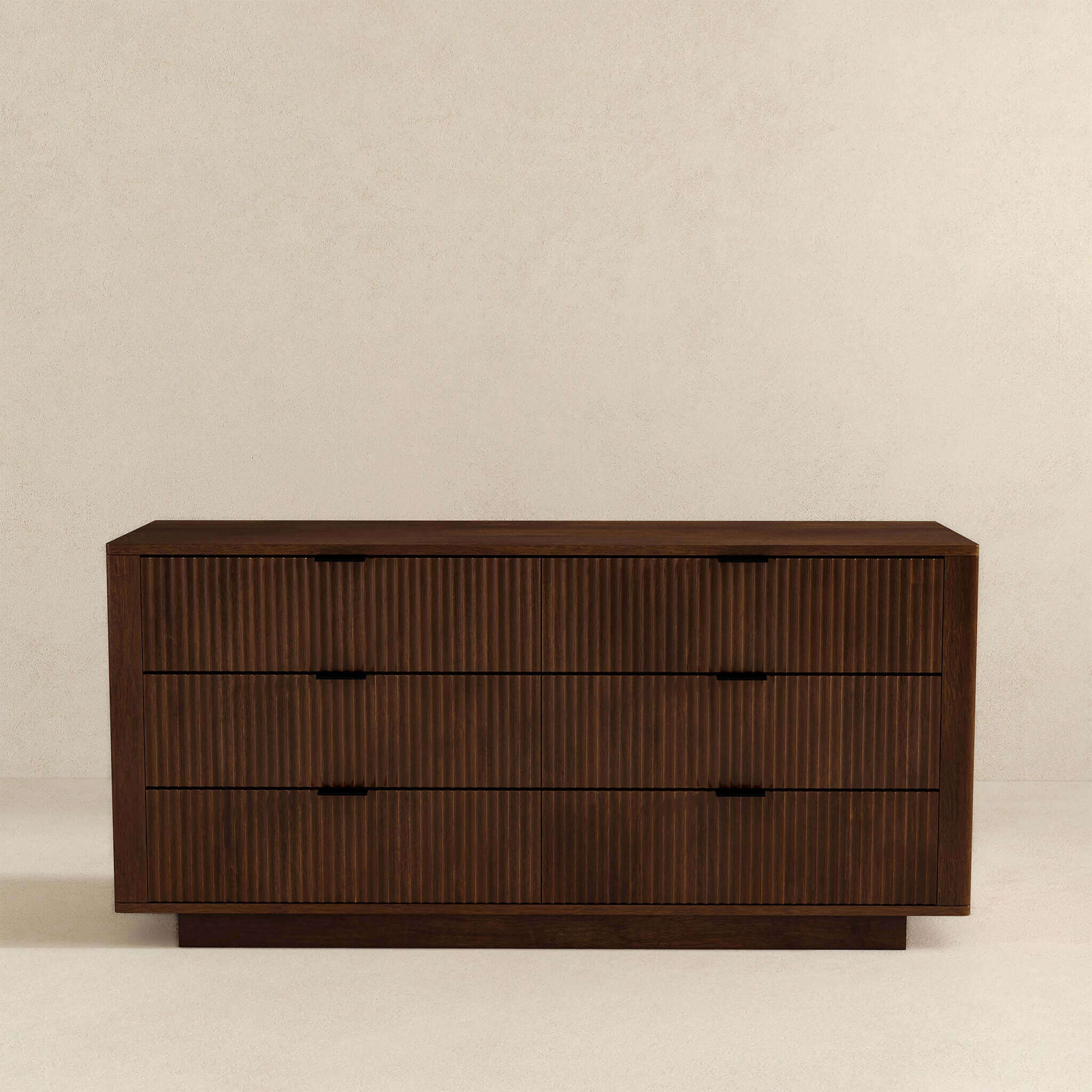 Lola Mid Century Modern Walnut Dresser With 6 Drawers